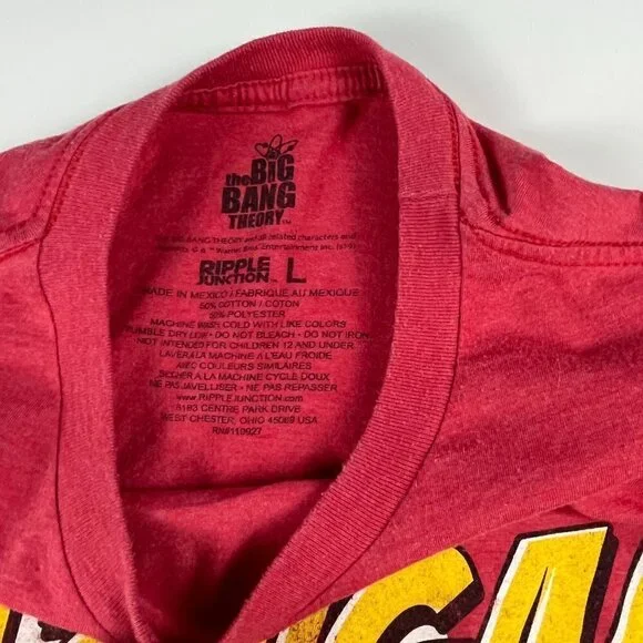 Bazinga ! bing bang theory Ripple Junction tag tee shirt red size L - Picture 5 of 7